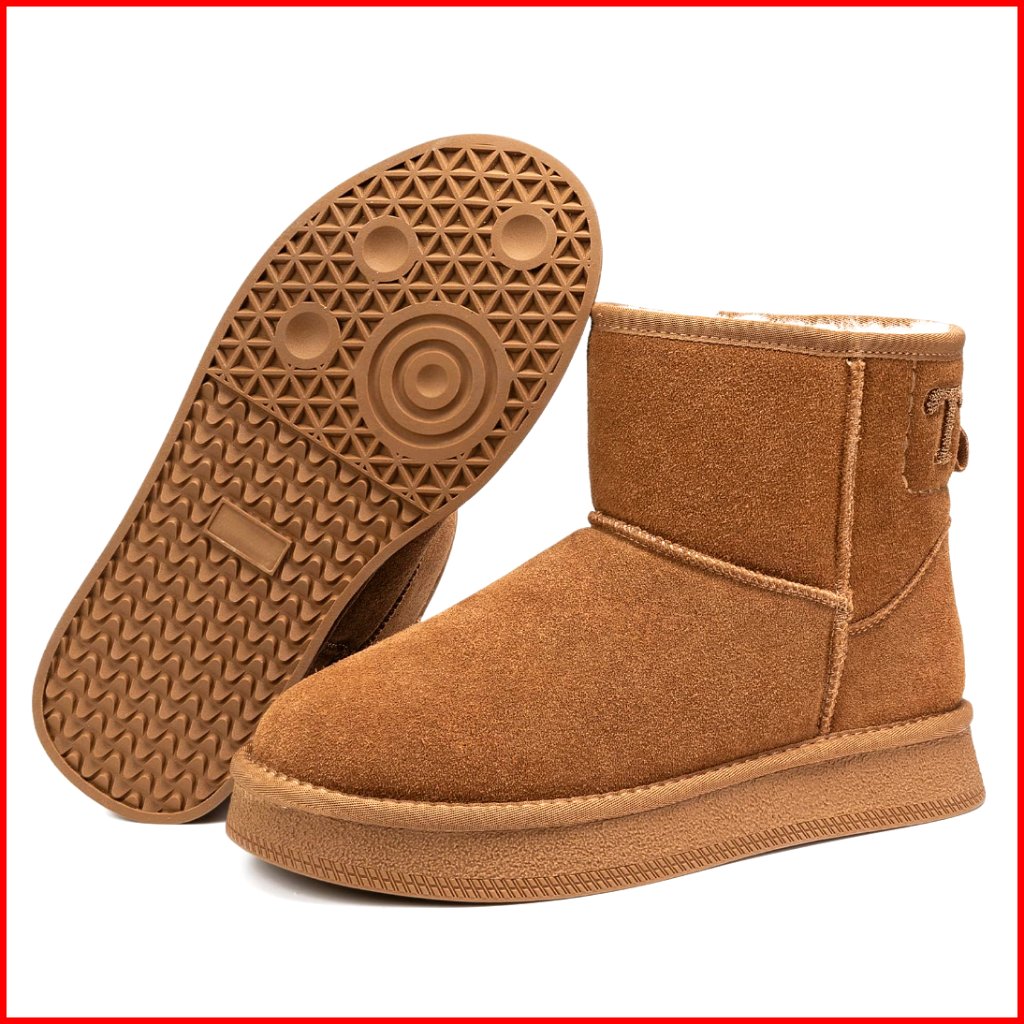 Platform Ankle Snow Boots, Genuine Leather, Warm Fur Lining, Anti-Slip